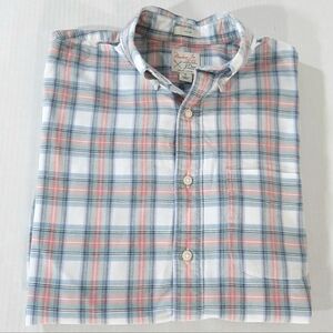 J Crew Slim Plaid Organic Cotton Broken In Oxford Shirt